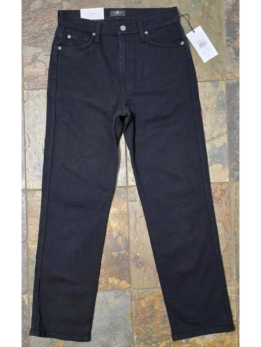 7 For All Mankind jeans high waisted cropped straight black size 27